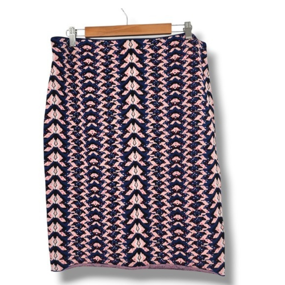 Rachel Roy Women's 1X Pencil Skirt Geometric‎ Knit Pink Blue Black